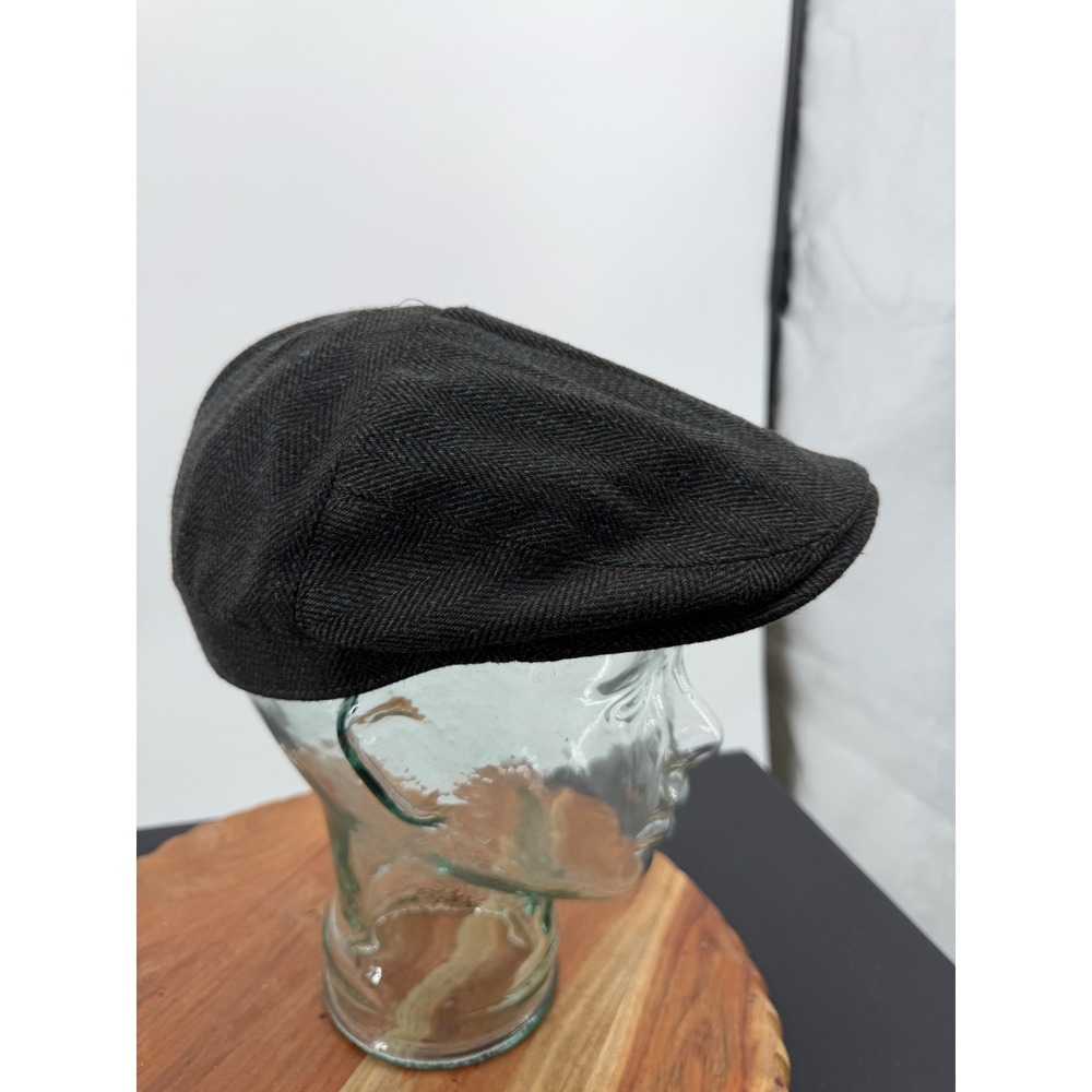 Target Herringbone Newsboy Flat Cap Mens L/XL Brown teal Wool Blend Ivy Hat